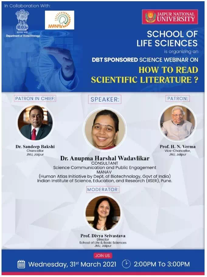 Webinar on “How to read scientific literature”