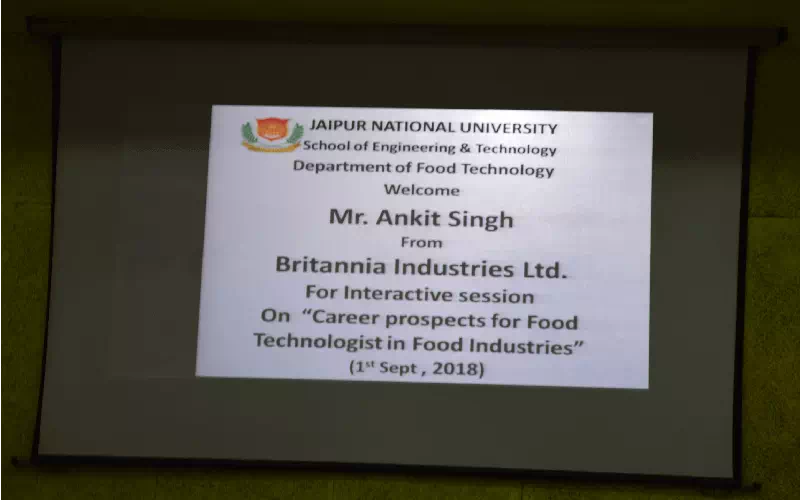 Guest Lecture on “Career prospects for Food Technologist in Food Industries”
