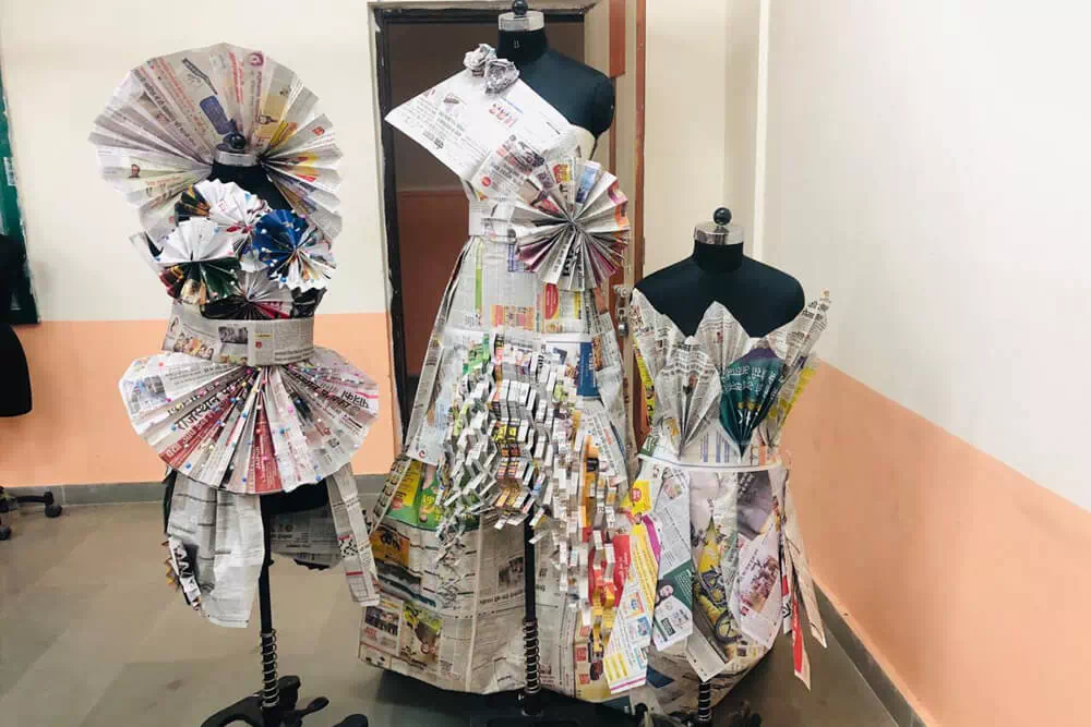 Workshop at Dress making using news paper
