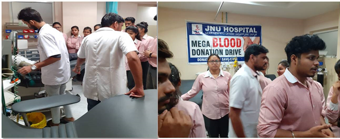 Visit to Blood Bank and Pathology Department at Jaipur National Hospital, Jaipur, Rajasthan.