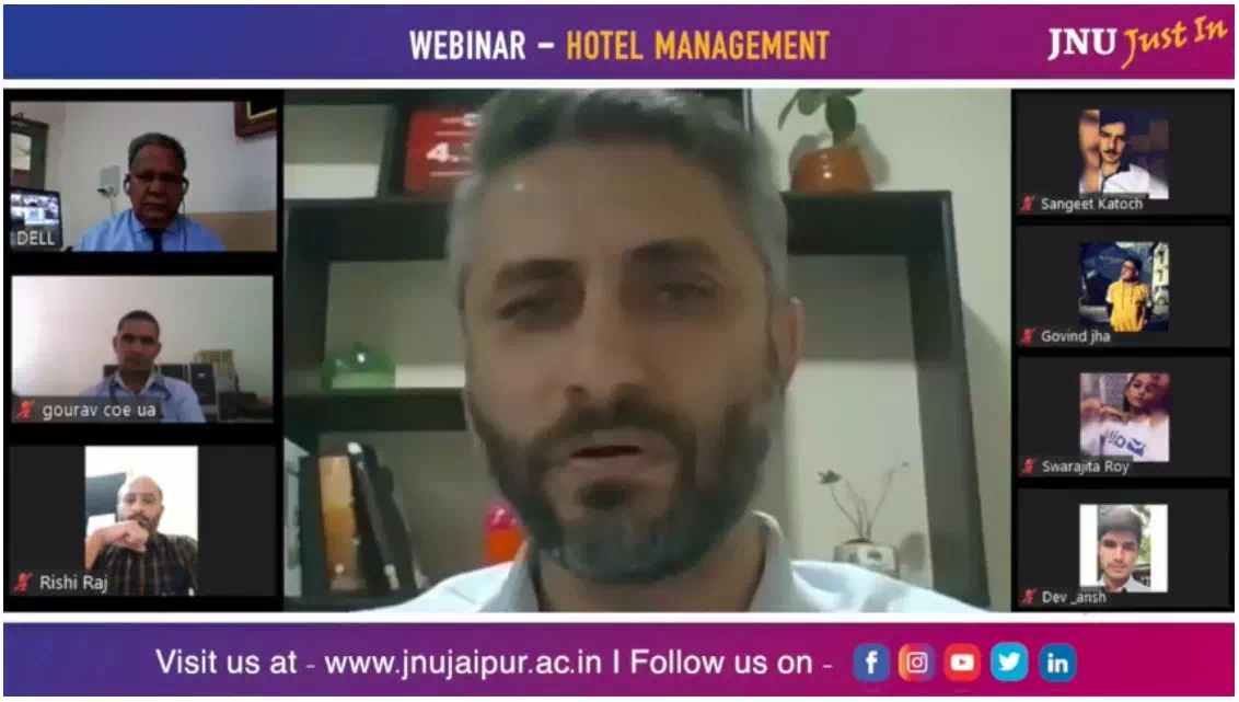 Glimpse of Live Webinar on Hotel Management by Mr Rahul Maini-General Manager, Hotel Marriott Jaipur