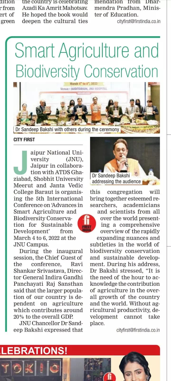 Inaugural session of 5th International Conference on Advances on Smart Agriculture and Biodiversity for Sustainable Development 4to 6 March 2022